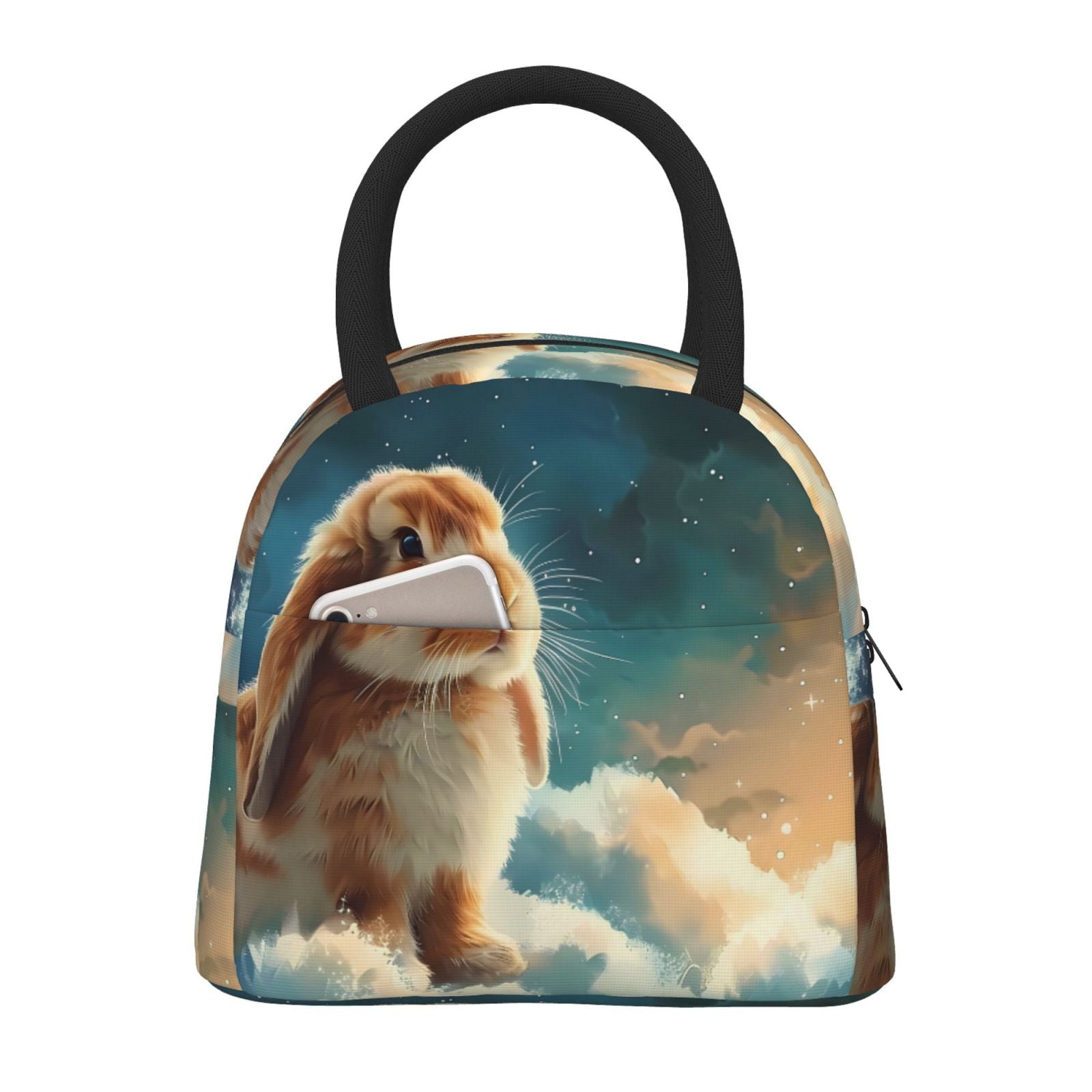 Rateoe Starry Sky Cloud Cute Rabbit Pattern Lunch Bag Women, Lunch Box ...