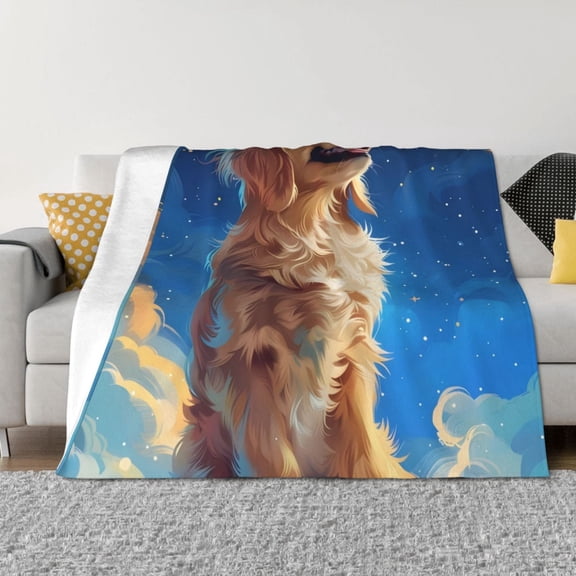 Rateoe Starry Sky Cloud Dog Pattern Flannel Throw Blanket, Ultra-soft Blanket for Bed, Couch, Car, Hypoallergenic Anti-pilling blanket-40"x30"(Horizontal)