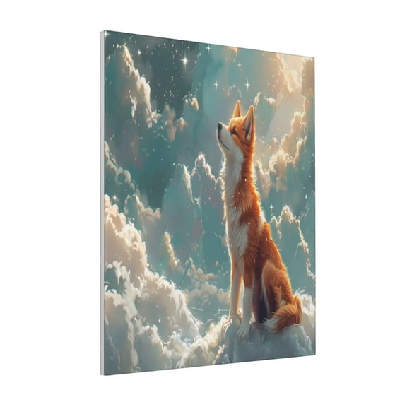 Rateoe Starry Sky Cloud Fox Pattern Decorative Picture – Unique Modern Wall Art, Ready-to-Hang Canvas Print for Home (Vertical)