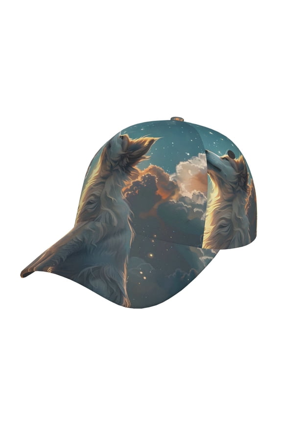 Starry Sky Cloud Wolf Pattern Mens Baseball Cap Adjustable Curved Brim Hat, Soft Cotton Sports Cap for Outdoor, Casual, and Everyday Wear, Comfortable & Breathable