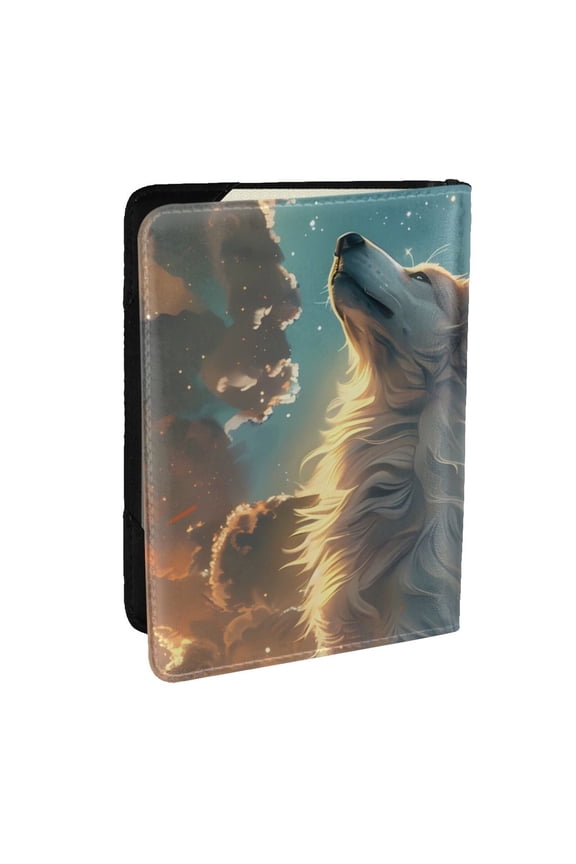 Starry Sky Cloud Wolf Pattern Passport Holder Wallet Leather Mulit-purpose Travel Wallet Credit Cards Case ,Passport Cover for Women Men-6.5 in