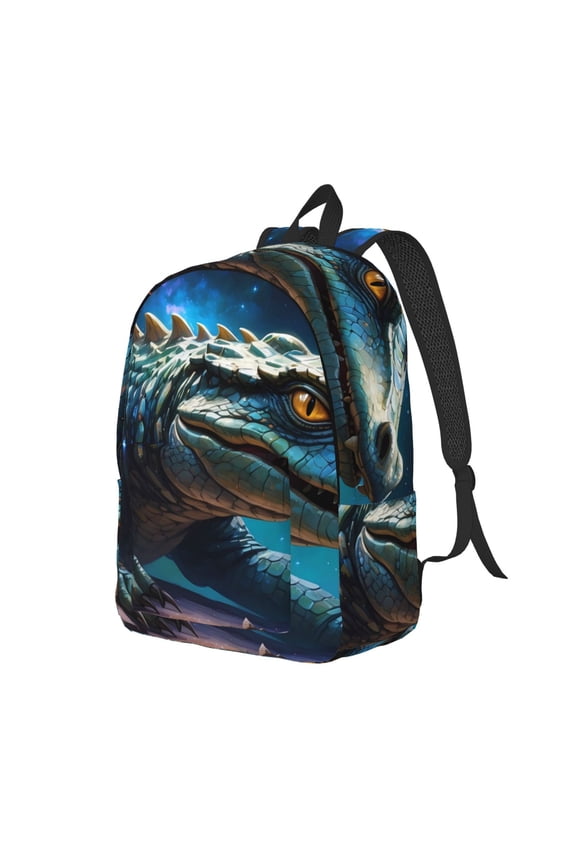 Starry Sky Colorful Crocodile A Pattern Durable Canvas Backpack for Men & Women – Stylish & Lightweight – Adjustable Straps, Multiple Pockets – Fits 15-17 Inch LaptopsSmall