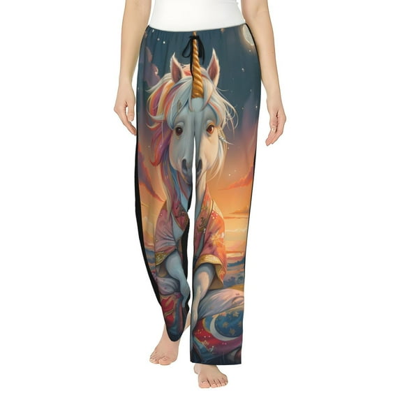 Rateoe Starry Sky Cute Horse Pattern Women’s Ultra-Soft Comfy Pajama Lounge Pants Sleepwear,Comfortable Lounge Wear,lightweight Pajamas, Casual Home Wear-XX-Large