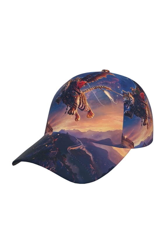 Starry Sky Flying Tiger Pattern Baseball Cap Outdoor Cap Mountain Dad Hat - Unstructured Soft Cotton Cap-Adjustable UV Protection Cap