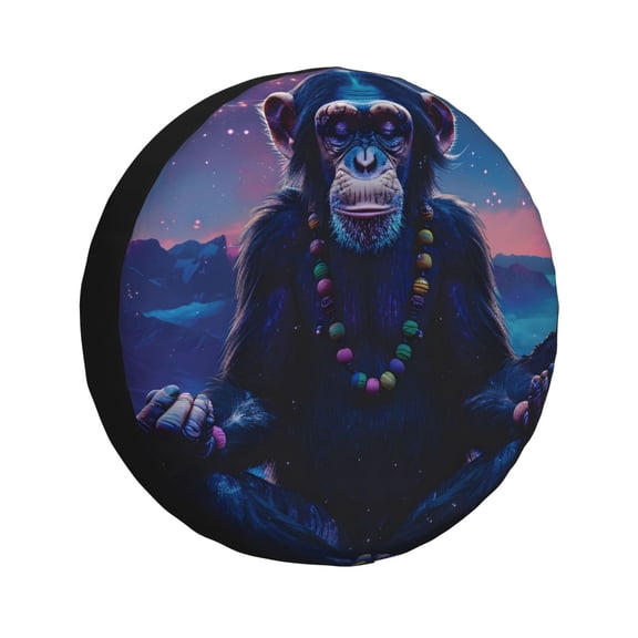 Rateoe Starry Sky Meditating Chimpanzees Pattern Tire Cover Wheel Protectors Weatherproof Wheel Covers Universal Fit for Trailer Rv SUV Truck Camper Travel Trailers Accessories-15 inch