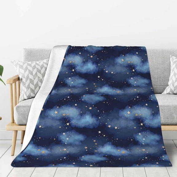 Rateoe Starry Sky Pattern Flannel Throw Blanket, Ultra-soft Blanket for Bed, Couch, Car, Hypoallergenic Anti-pilling blanket-