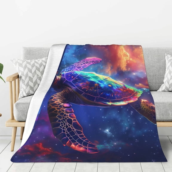 Rateoe Starry Sky Turtle Pattern Flannel Throw Blanket, Ultra-soft Blanket for Bed, Couch, Car, Hypoallergenic Anti-pilling blanket-40"x30"(Vertical)