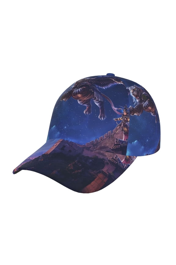 Starry Sky Wall Flying Tiger Pattern Mens Baseball Cap Adjustable Curved Brim Hat, Soft Cotton Sports Cap for Outdoor, Casual, and Everyday Wear, Comfortable & Breathable