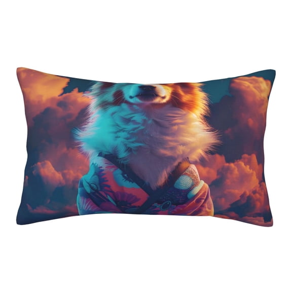 Rateoe Starry Sky White Cloud Puppy Pattern Pillow Covers with Invisible Zipper(Pillows are not Included) Standard Pillowcases-16"x24"