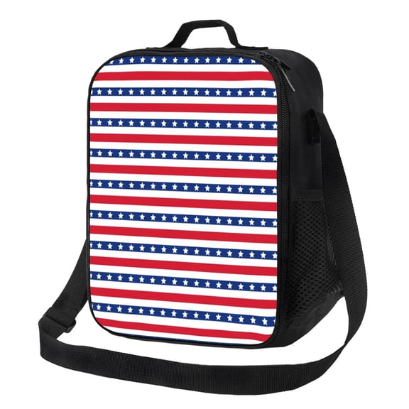 Rateoe Stars And Stripes Lunch Bag Reusable Lunch Box with Shoulder Straps for Men Women Insulated Portable Lunchbox for adults Suitable for School Work Picnic