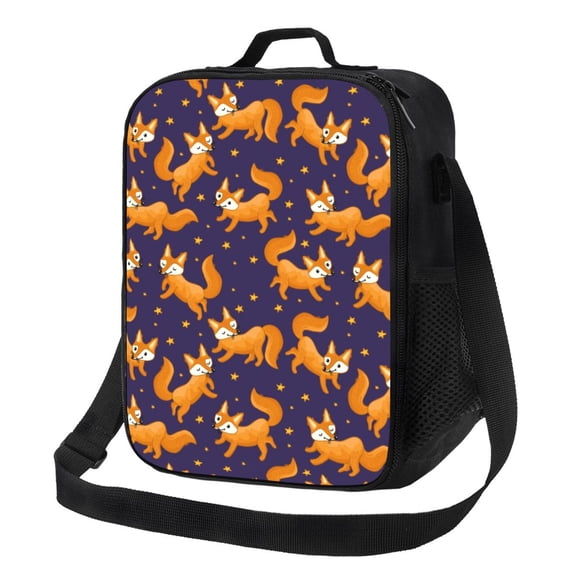 Rateoe Stars and Fox Cute Lunch Bag Reusable Lunch Box with Shoulder Straps for Men Women Insulated Portable Lunchbox for adults Suitable for School Work Picnic