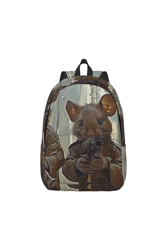 Steampunk Space Mice Warriors Pattern Canvas College Laptop Backpack,Travel Daypack,Durable Rucksack Travel Notebook Bag School Backpack Book Bag for Men Women-Small
