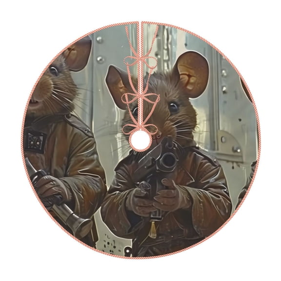 Rateoe Steampunk Space Mice Warriors Pattern Christmas Tree Skirt with Ties, Christmas Tree Decorations, Farmhouse Christmas Decor Xmas Holiday Decorations-36"