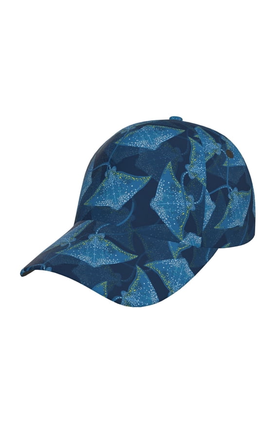 Stingray Pattern Mens Baseball Cap Adjustable Curved Brim Hat, Soft Cotton Sports Cap for Outdoor, Casual, and Everyday Wear, Comfortable & Breathable