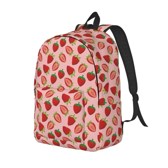 Rateoe Strawberries Pattern Durable Canvas Backpack for Men & Women – Stylish & Lightweight – Adjustable Straps, Multiple Pockets – Fits 15-17 Inch LaptopsSmall