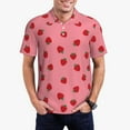 thumbnail image 1 of Rateoe Strawberries Pattern Men's Short Sleeve Polo Shirts, Golf Polo Shirts Short Sleeve Performance Moisture Wicking Dry-XX-Large, 1 of 6