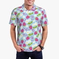 thumbnail image 1 of Rateoe Strawberry And Flowers Pattern Men's Short Sleeve Polo Shirts, Golf Polo Shirts Short Sleeve Performance Moisture Wicking Dry-XX-Large, 1 of 6