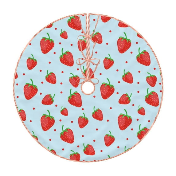Rateoe Strawberry Pattern Christmas Tree Skirt with Ties , Christmas Tree Decorations, Farmhouse Christmas Decor Xmas Holiday Decorations-30"