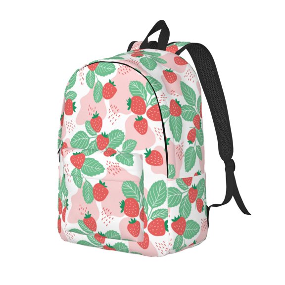 Rateoe Strawberry Pattern Durable Canvas Backpack for Men & Women – Stylish & Lightweight – Adjustable Straps, Multiple Pockets – Fits 15-17 Inch LaptopsMedium