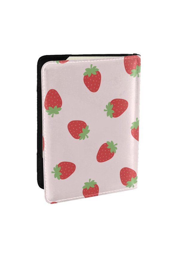 Strawberry Pattern Passport Holder Wallet Leather Mulit-purpose Travel Wallet Credit Cards Case ,Passport Cover for Women Men-6.5 in