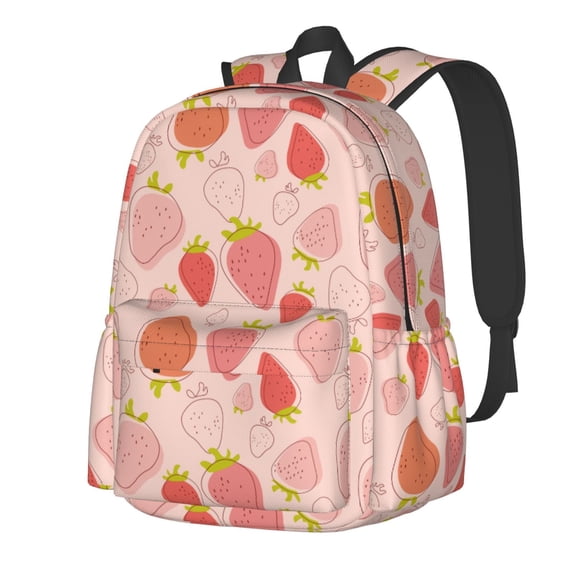 Rateoe Strawberry Pattern Student Backpack,Backpack for School,Lightweight Bag,Travel Backpack,Outdoor Backpack,Large Capacity Backpack