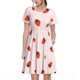 thumbnail image 1 of Rateoe Strawberry Pattern Women’s Short Sleeve Dress – Casual Elegant Summer A-Line Dress for Everyday Wear, 1 of 6