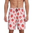 thumbnail image 1 of Rateoe Strawberry Print Men's Lounge Shorts – Soft & Breathable Pajama Bottoms with Pockets, Elastic Waistband, Lightweight Sleepwear for Nightwear & Loungewear-Large, 1 of 6