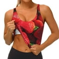thumbnail image 1 of Rateoe Strawberry Red Print Womens' Sports Bras Scoop Neck Sports Vest- Padded U Back Seamless High Impact Support, 1 of 1