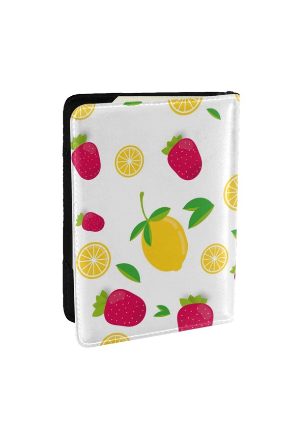 Strawberry and Lemon Pattern Passport Holder Wallet Leather Mulit-purpose Travel Wallet Credit Cards Case ,Passport Cover for Women Men-6.5 in