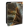 thumbnail image 1 of Rateoe Streamside Meditating Fox Pattern Passport Holder Wallet Leather Mulit-purpose Travel Wallet Credit Cards Case ,Passport Cover for Women Men-6.5 in, 1 of 5