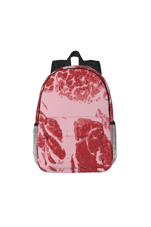Striped Meat Pattern Student Backpack Water-resistant Backpack 15-inch Laptop Backpack Lightweight Adjustable School Backpack