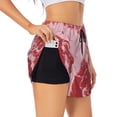 thumbnail image 1 of Rateoe Striped Meat Printed 2 in 1 Women's Workout Shorts for Athletic Gym Running Shorts with Phone Pockets-X-Large, 1 of 7