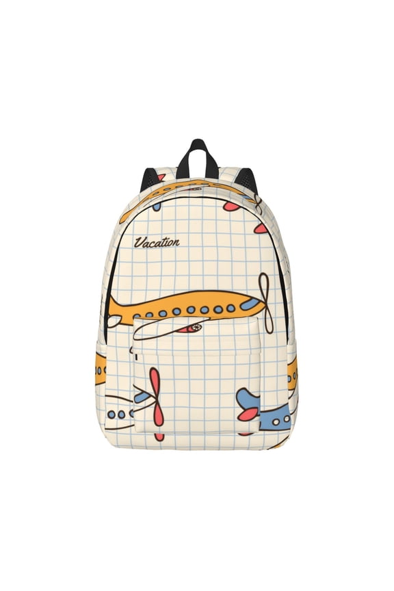 Striped Vintage Planes Pattern Canvas College Laptop Backpack,Travel Daypack,Durable Rucksack Travel Notebook Bag School Backpack Book Bag for Men Women-Medium