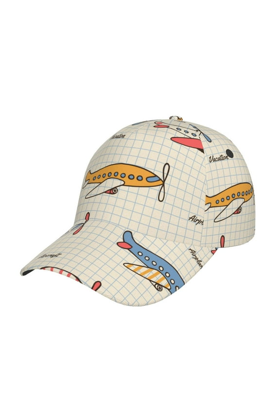 Striped Vintage Planes Pattern Mens Baseball Cap Adjustable Curved Brim Hat, Soft Cotton Sports Cap for Outdoor, Casual, and Everyday Wear, Comfortable & Breathable