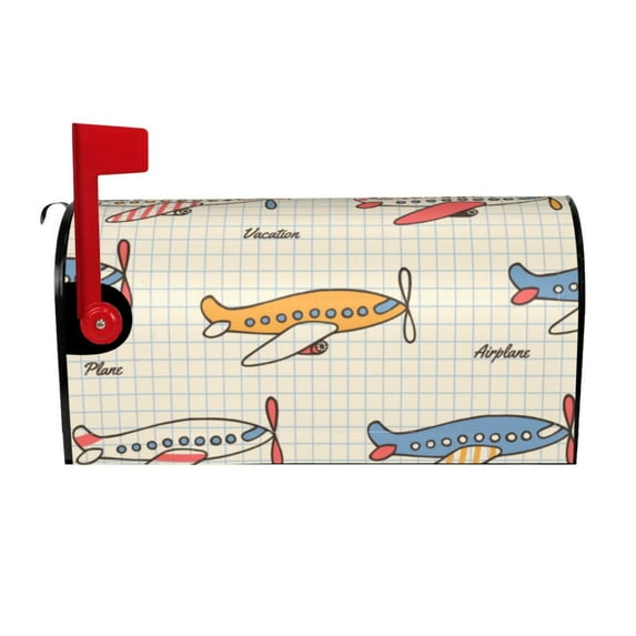 Rateoe Striped Vintage Planes Printed Mailbox Covers - Easy to Install Fall, Winter, Spring, Summer Mailbox Cover - Weather and UV-Resistant Mailbox Decor - Mailbox Magnetic Covers-21x18 in