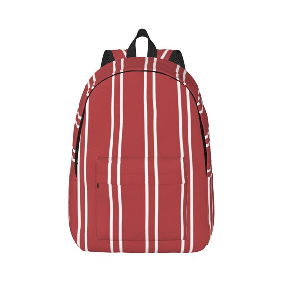 Rateoe Stripes Red White Pattern Canvas College Laptop Backpack,Travel Daypack,Durable Rucksack Travel Notebook Bag School Backpack Book Bag for Men Women-Small