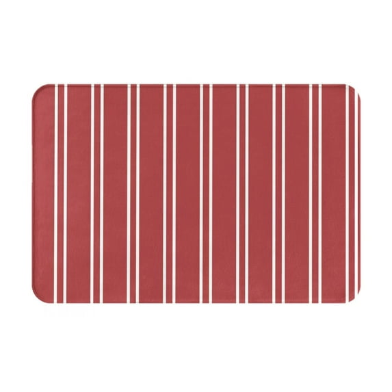 Rateoe Stripes Red White Pattern Flannel Door Mat Indoor Outdoor Entrance, Waterproof All-Weather Doormat,Fade Resistant, Low Profile Entryway Mat 16x24in