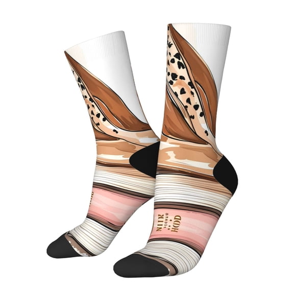 Rateoe Stylish High Heels On Books for Women Casual Calf Socks - Cute Crew Socks - Thin Soft Above Ankle Socks Size 5-11