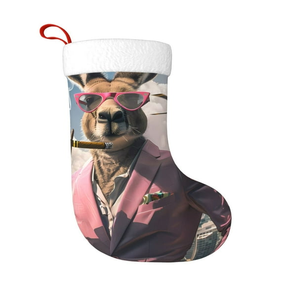 Rateoe Stylish Kangaroo In Suit Print Christmas Stockings,18 Inch Large Christmas Stockings Decoration Ornaments for Holiday Home Fireplace Indoors