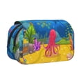 thumbnail image 1 of Rateoe Submarine And Landscape Pattern Double Clamshell Pen Case, Storage Organizer with Two Zipper Compartments– Holds Up to 50 Pencils & Pens, 1 of 7
