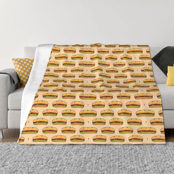Rateoe Submarine Sub Sandwich Pattern Flannel Throw Blanket, Ultra-soft Blanket for Bed, Couch, Car, Hypoallergenic Anti-pilling blanket-40"x30"(Horizontal)
