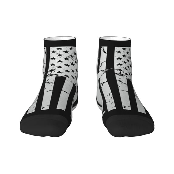 Rateoe Submarine Vintage Flag Pattern Quarter Crew Socks,Toe Seamed Ankle Socks,Cotton Cushioned Breathable Athletic Crew Sports Socks