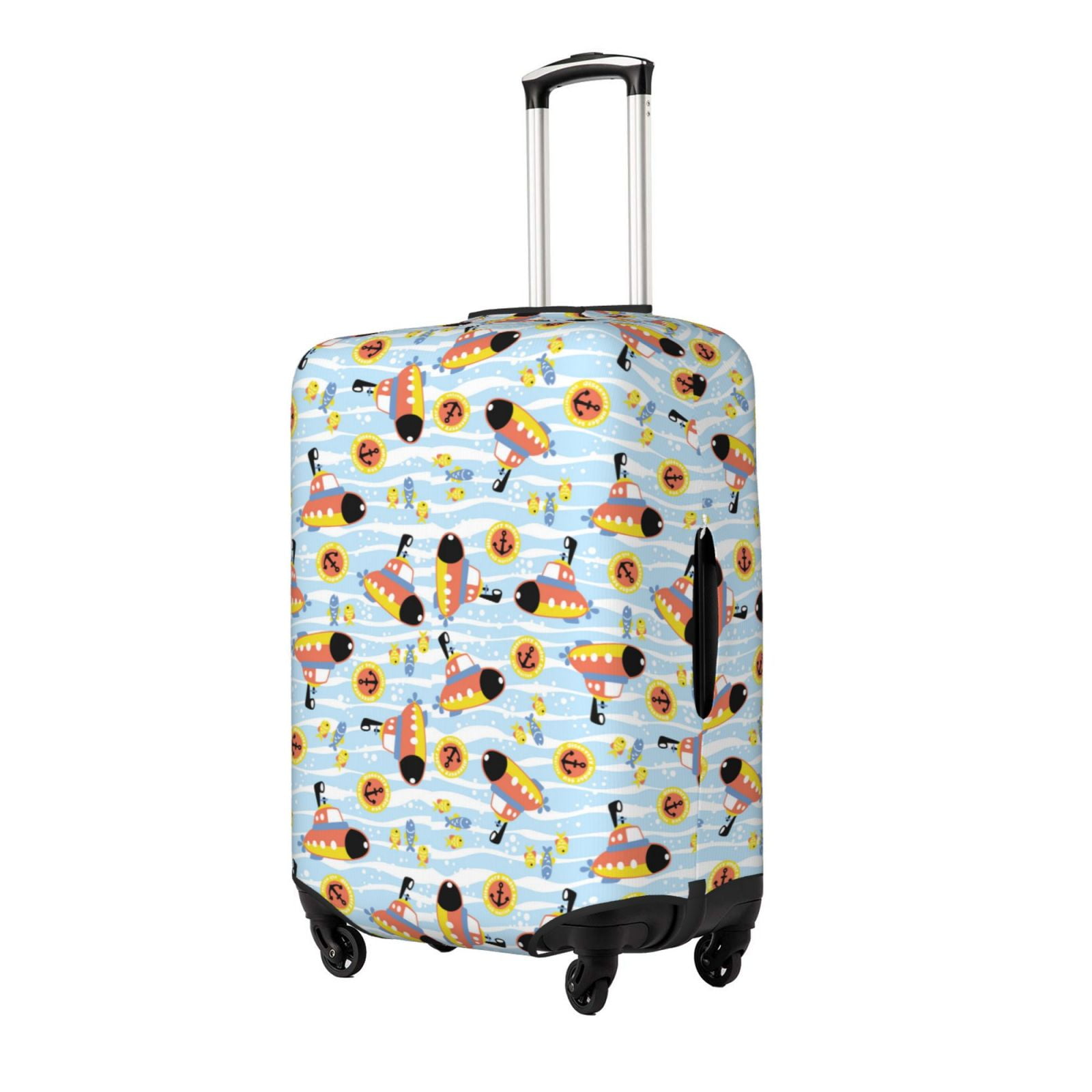 Rateoe Submarine With Fishes Undersea Printed Luggage Cover, Suitcase Protector Fits 18-32 Inch Luggage-X-Large