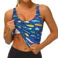 thumbnail image 1 of Rateoe Submarines And Whales Print Womens' Sports Bras Scoop Neck Sports Vest- Padded U Back Seamless High Impact Support, 1 of 7