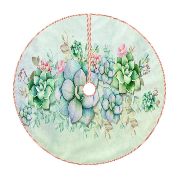 Rateoe Succulent Pattern Christmas Tree Skirt with Ties , Christmas Tree Decorations, Farmhouse Christmas Decor Xmas Holiday Decorations-30"