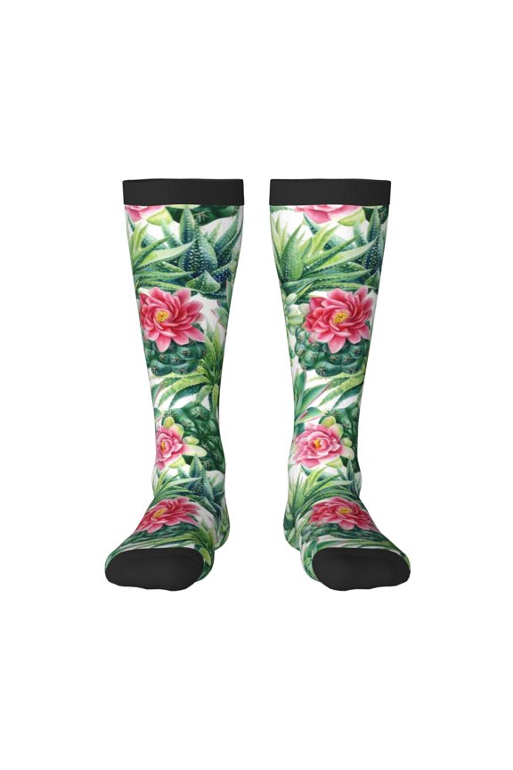 Succulents 1 Pattern Women’s Knee High Crew Socks,Trouser Socks Comfortable, Breathable, Moisture-Wicking and Soft