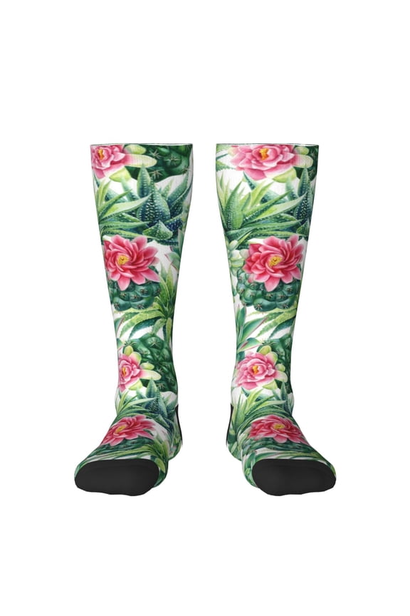 Succulents 1 Pattern Women’s Knee High Crew Socks,Trouser Socks Comfortable, Breathable, Moisture-Wicking and Soft