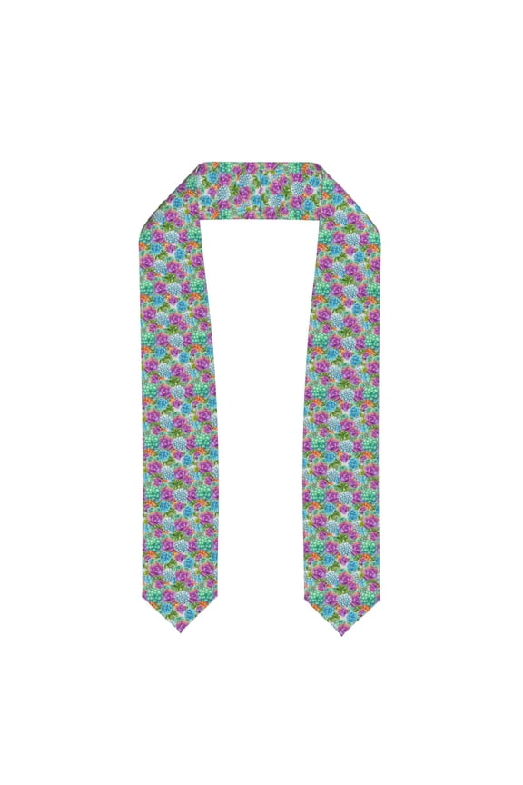 Succulents Pattern Graduation Shawl Stole – Elegant Stole for Graduates ,Graduation Gown Accessory, Academic Stole-Flattened