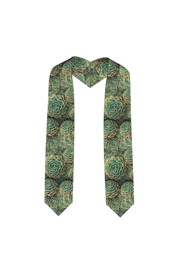 Succulents Pattern Graduation Shawl Stole – Elegant Stole for Graduates ,Graduation Gown Accessory, Academic Stole-Sharp Corner