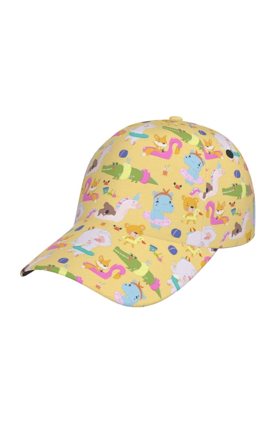Summer Animals Pattern Mens Baseball Cap  Adjustable Curved Brim Hat, Soft Cotton Sports Cap for Outdoor, Casual, and Everyday Wear, Comfortable & Breathable